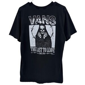 Vans Mens The Last To Leave Grim Reaper Graphic T-Shirt Black Medium Classic Fit